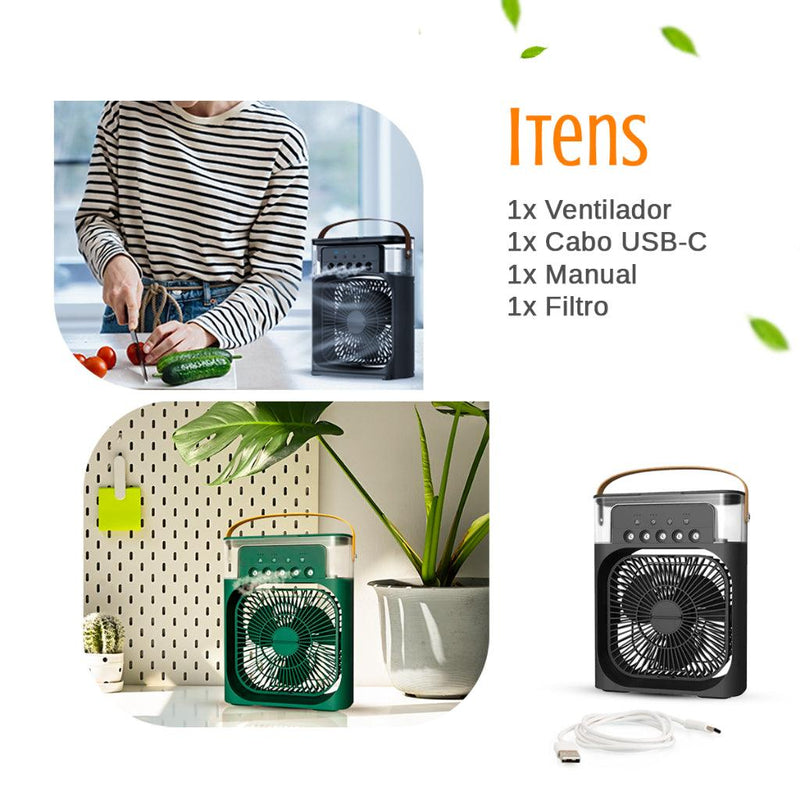 Mini Ar Condicionado Umidificador de Ar Ventilador Portátil Mesa